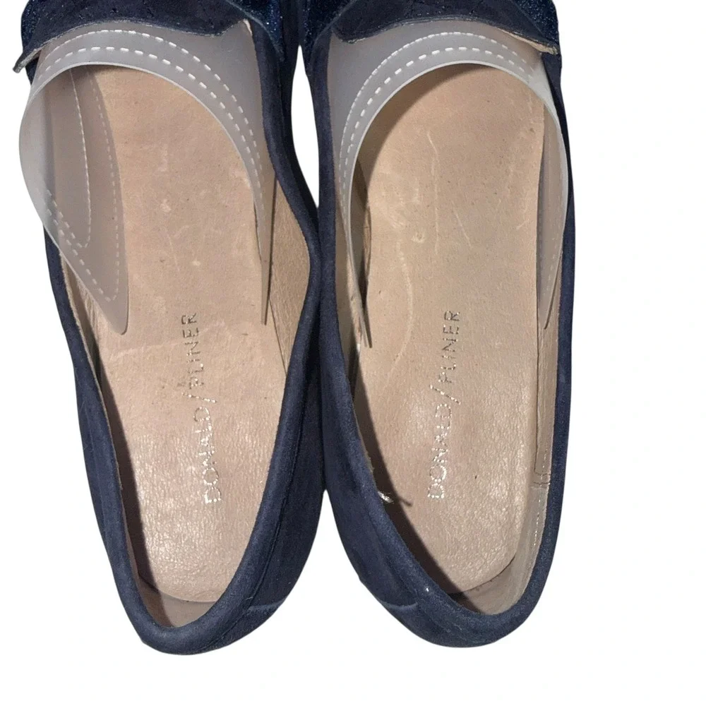 Donald Pliner Harriet Blue Quilted Suede Velvet Bow Loafers Flats Women's Size 8